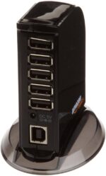 Amazon Basics 7 Port USB 2.0 Hub Tower with 5V/4A Power Adapter, Black - Image 3