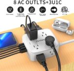 6 Ft Surge Protector Power Strip - 8 Widely Outlets with 4 USB Ports - Image 2