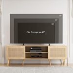 TV Stand for TVs up to 65'', Entertainment Center with Rattan Door - Image 3