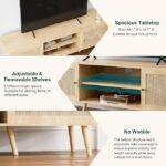 TV Stand for TVs up to 65'', Entertainment Center with Rattan Door - Image 2