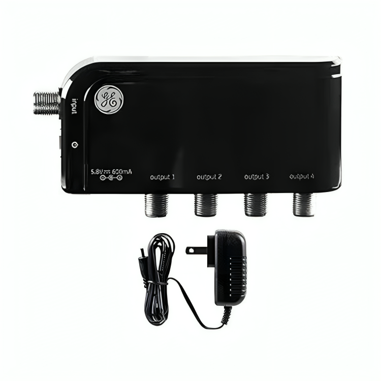 Untitled-design-2024-08-11T051220.088-1.png GE 4-Way HD Digital TV Antenna Amplifier, Low Noise Antenna Signal Booster - Image 1