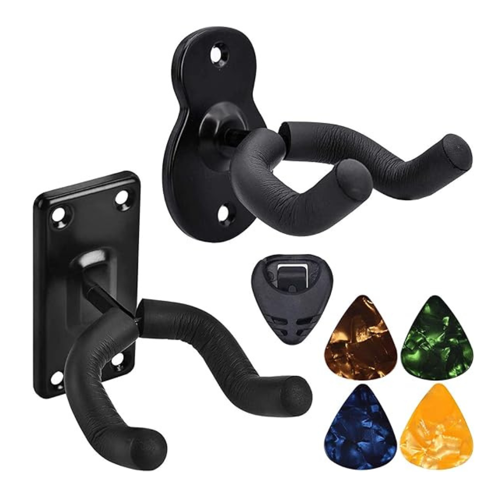 Untitled-design-2024-12-08T211950.613.png Guitar Wall Mount Hanger 2 Pack Hook Black Metal Guitar Holder - Image 1