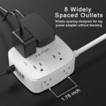 6 Ft Surge Protector Power Strip - 8 Widely Outlets with 4 USB Ports - Image 3